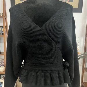 Indikah Women's Criss Cross Sweater Black 100% Polyester Size Small